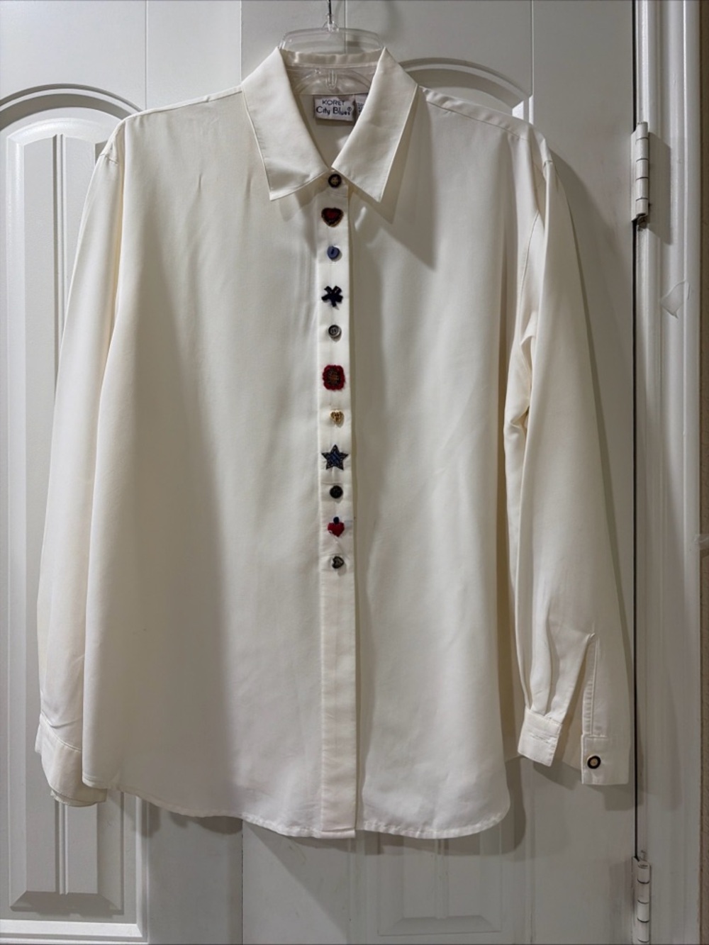 Ivory Embellished Button-Down Shirt - Casual women’s Long Sleeve